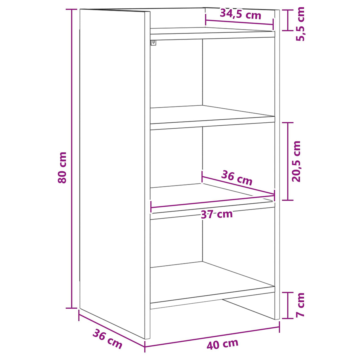 Sideboard Sort eg 40 x 36 x 80 cm Konstrueret træ