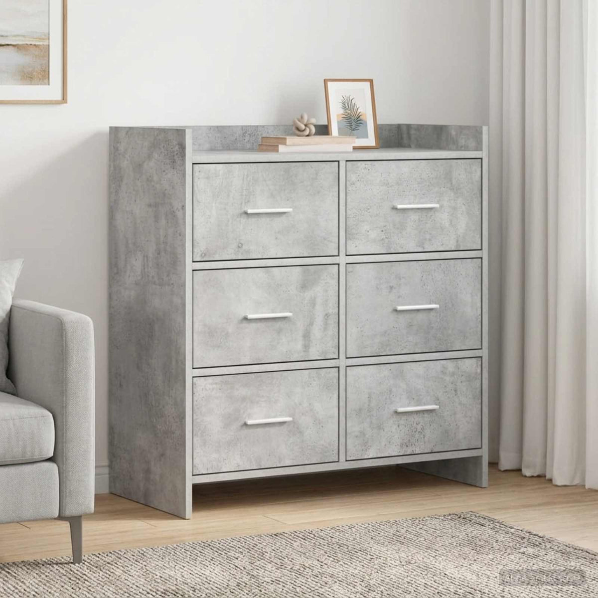 Sideboard Betongrå 75 x 33 x 80 cm Konstrueret træ