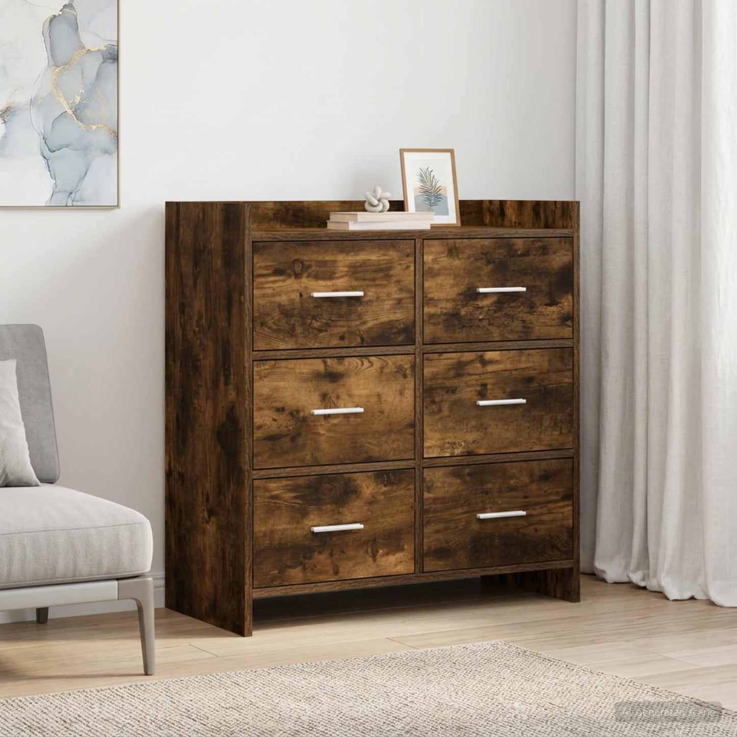 Sideboard Røget eg 75 x 33 x 80 cm Konstrueret træ