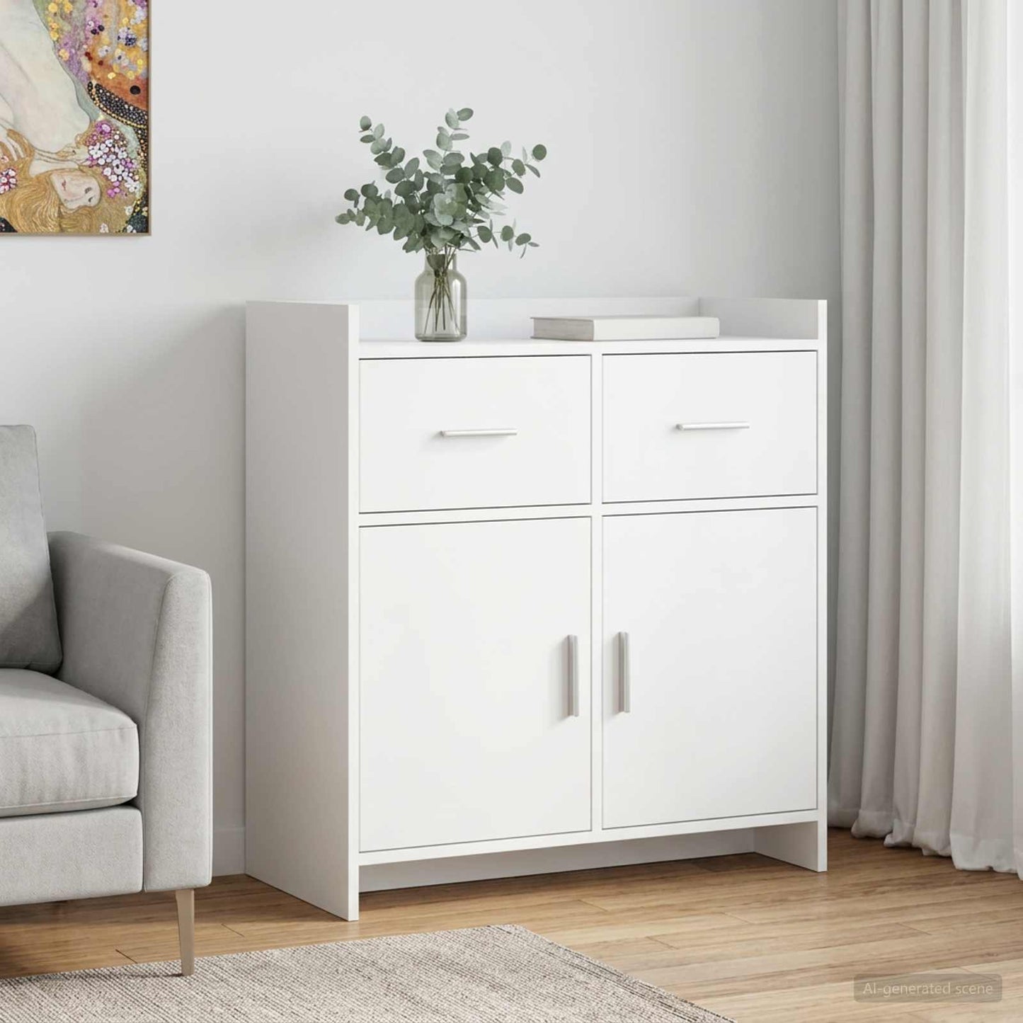Sideboard Hvid 75 x 36 x 80 cm Konstrueret træ