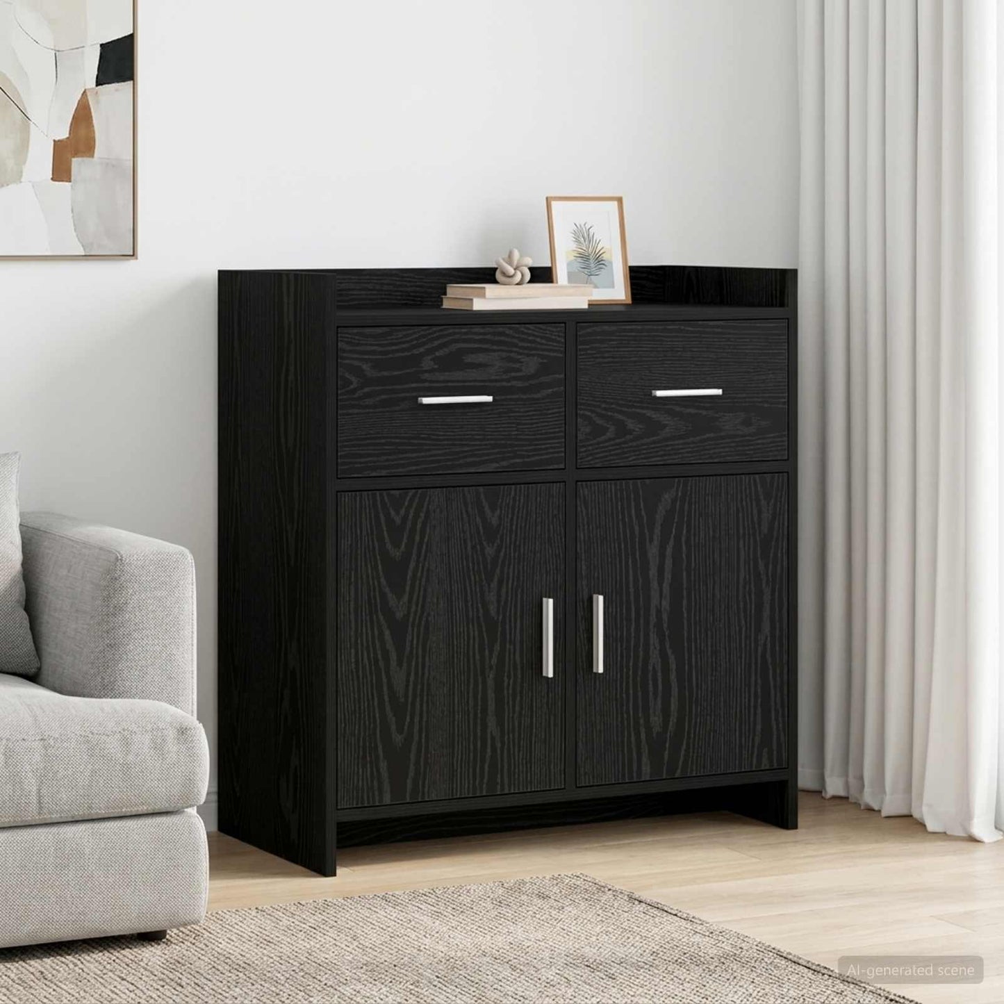 Sideboard Sort eg 75 x 36 x 80 cm Konstrueret træ