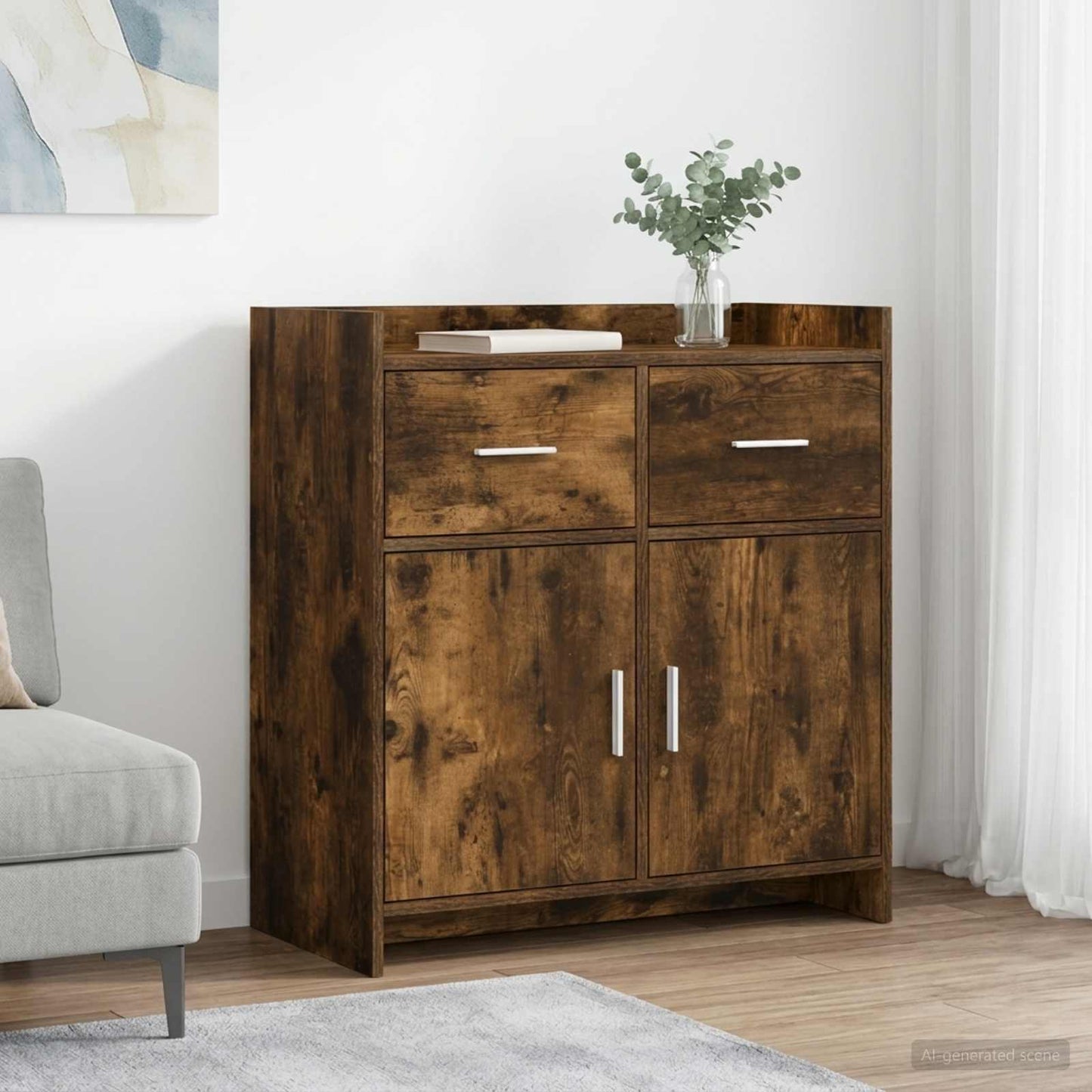 Sideboard Røget eg 75 x 36 x 80 cm Konstrueret træ