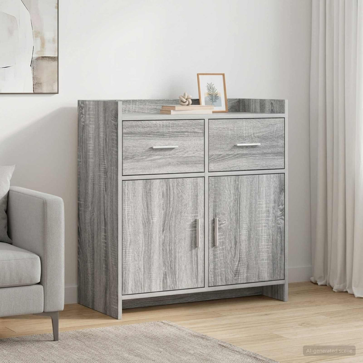 Sideboard Grå Sonoma 75 x 36 x 80 cm Konstrueret træ