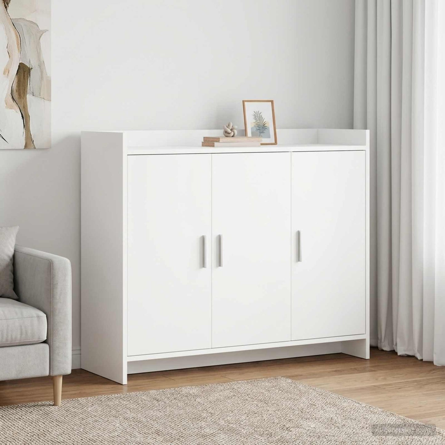 Sideboard Hvid 98,5 x 33 x 80 cm Konstrueret træ