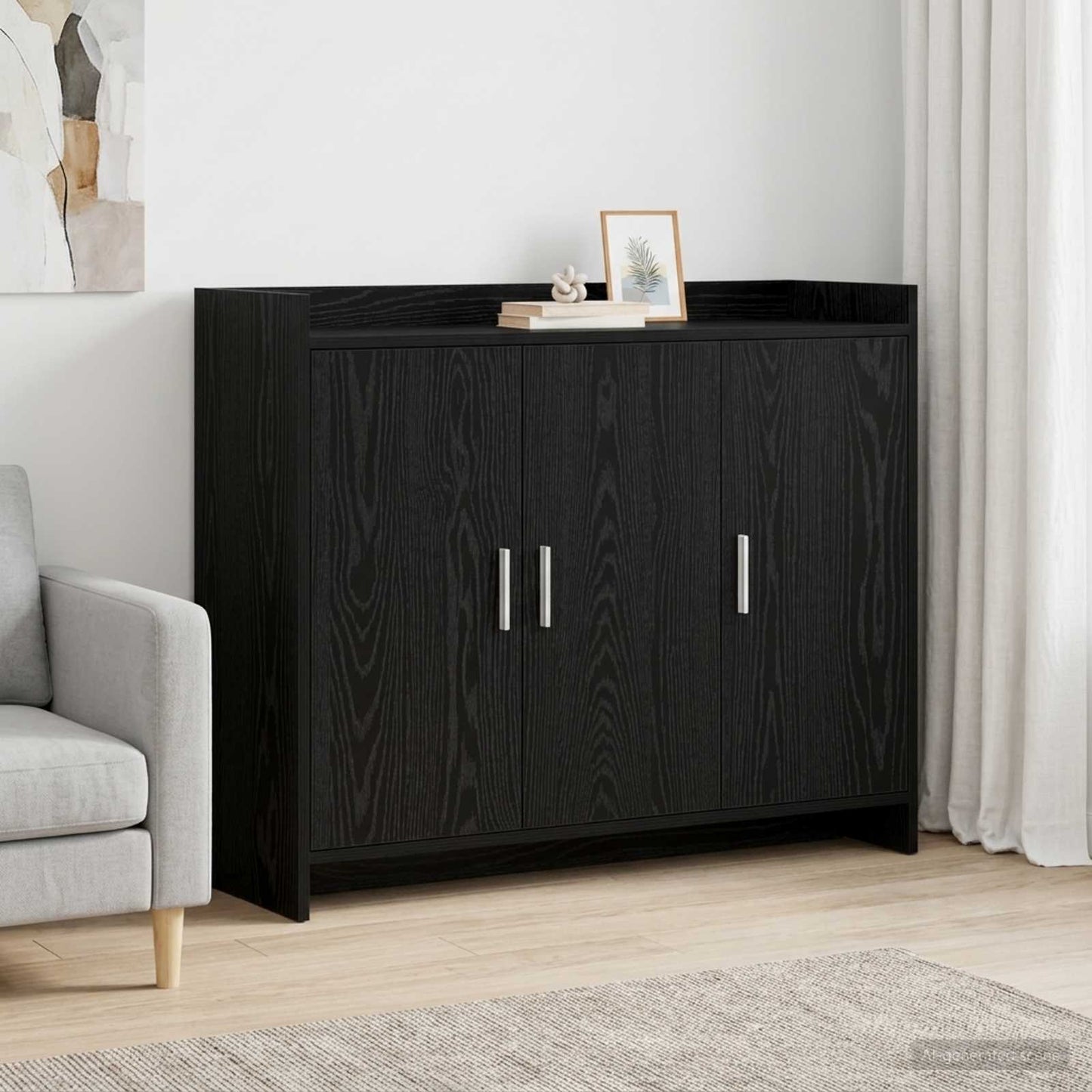 Sideboard Sort eg 98,5 x 33 x 80 cm Konstrueret træ