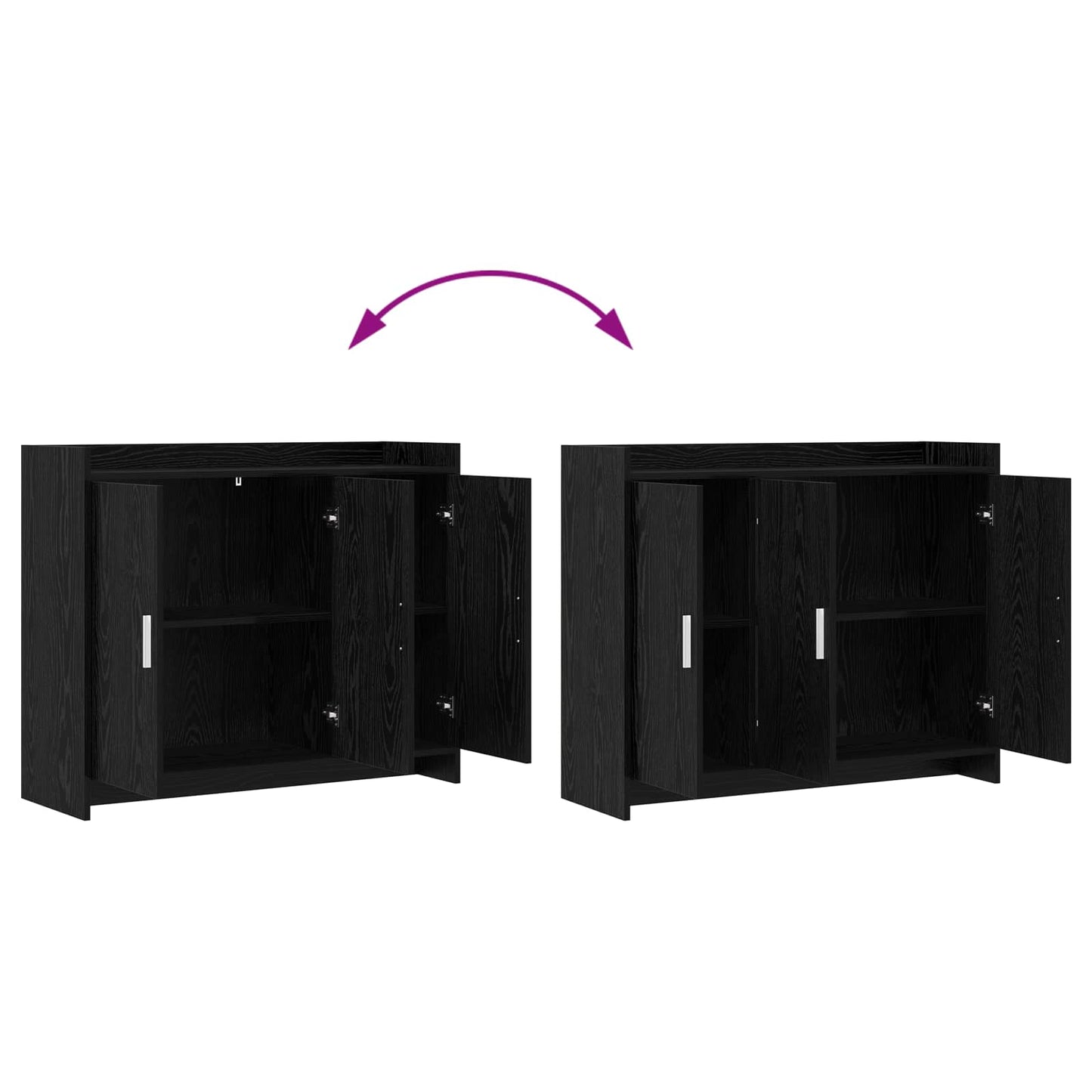 Sideboard Sort eg 98,5 x 33 x 80 cm Konstrueret træ
