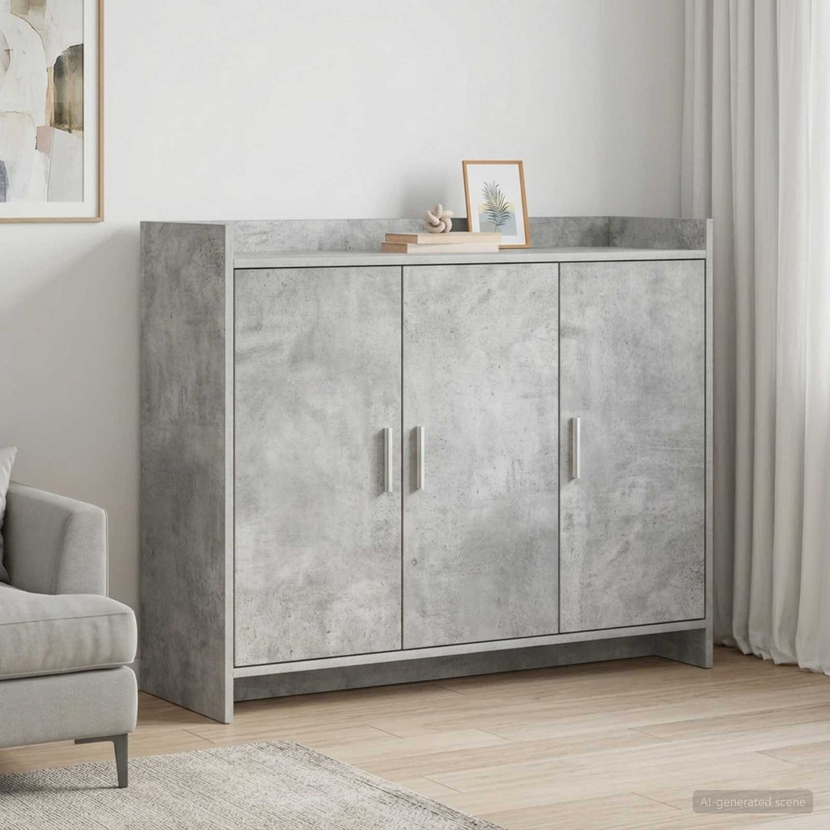 Sideboard Betongrå 98,5 x 33 x 80 cm Konstrueret træ