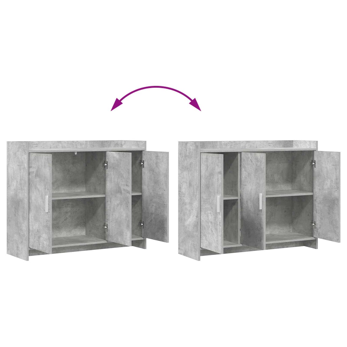 Sideboard Betongrå 98,5 x 33 x 80 cm Konstrueret træ