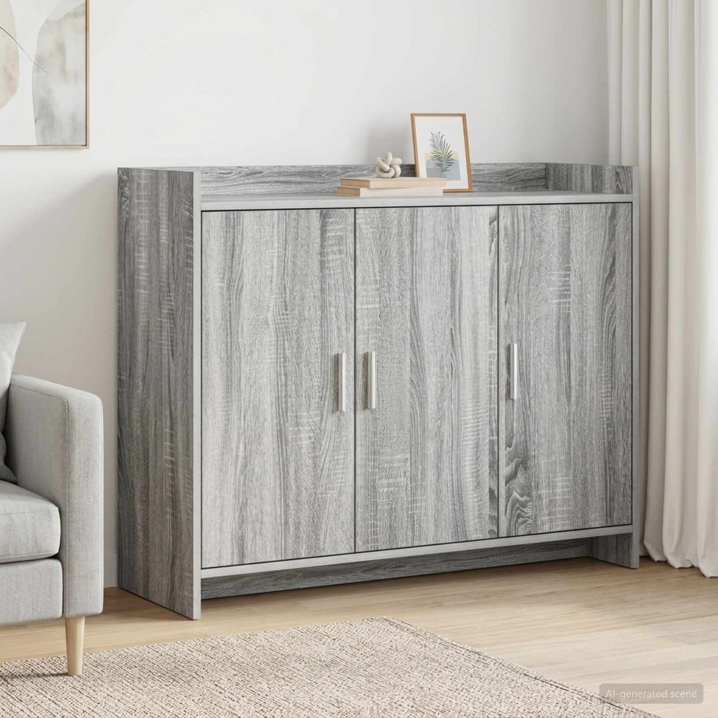 Sideboard Grå Sonoma 98,5 x 33 x 80 cm Konstrueret træ