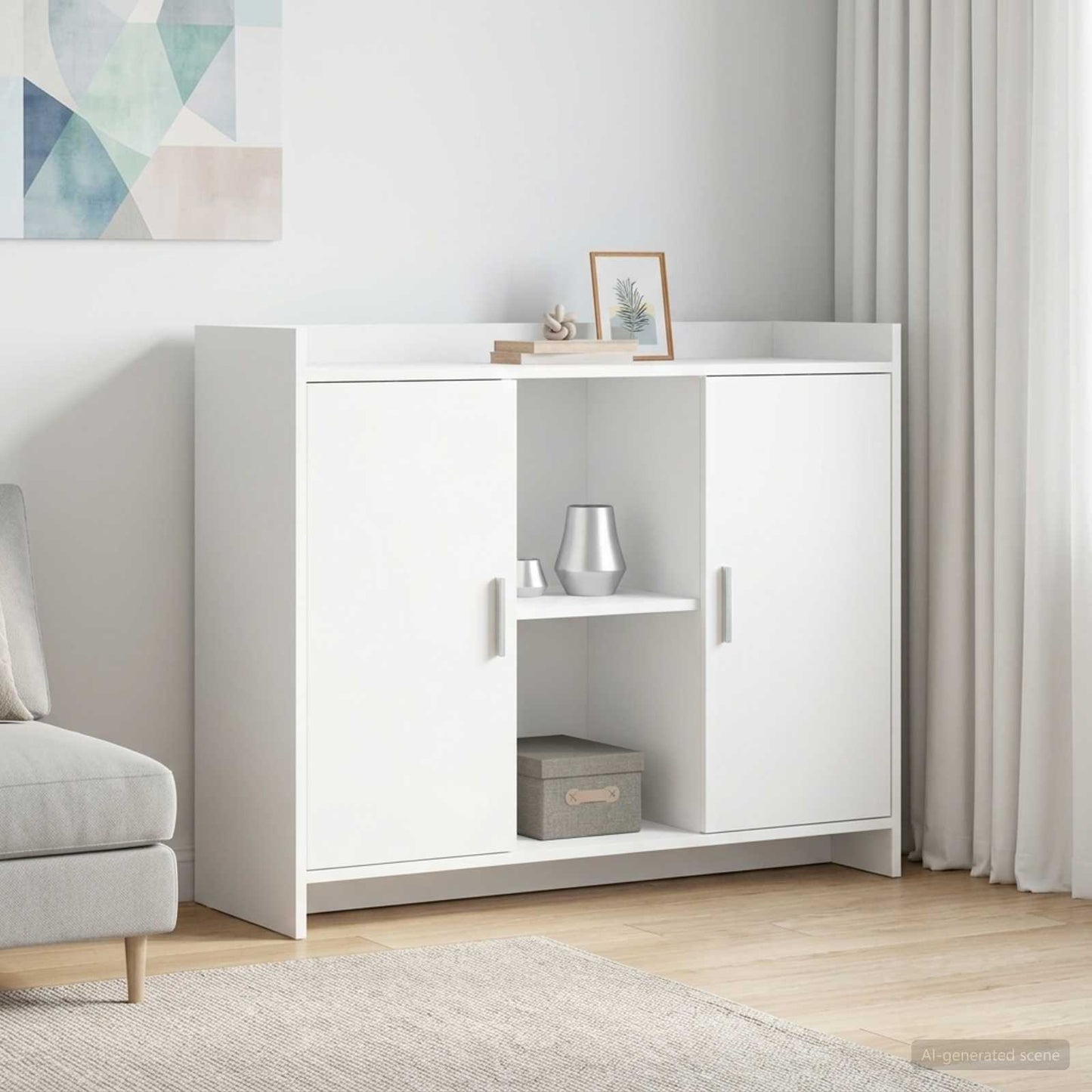 Sideboard Hvid 98,5 x 33 x 80 cm Konstrueret træ