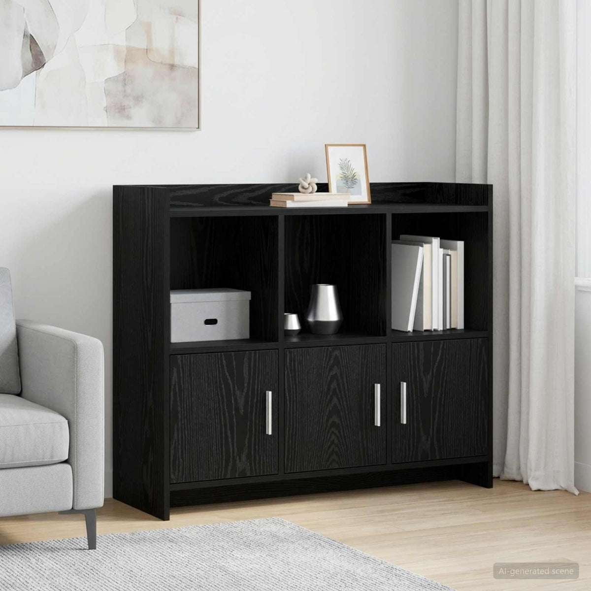 Sideboard Sort eg 98,5 x 33 x 80 cm Konstrueret træ