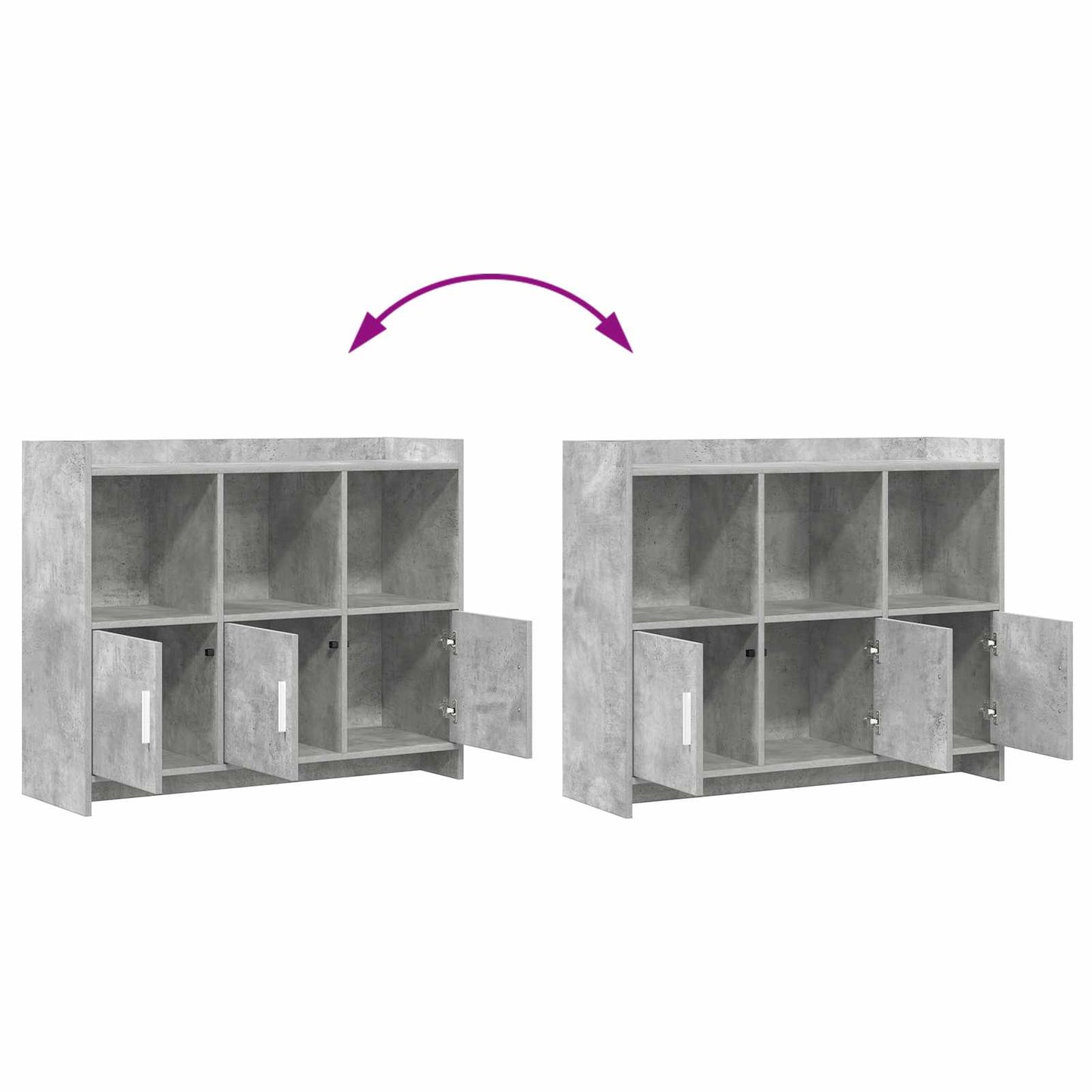 Sideboard Betongrå 98,5 x 33 x 80 cm Konstrueret træ