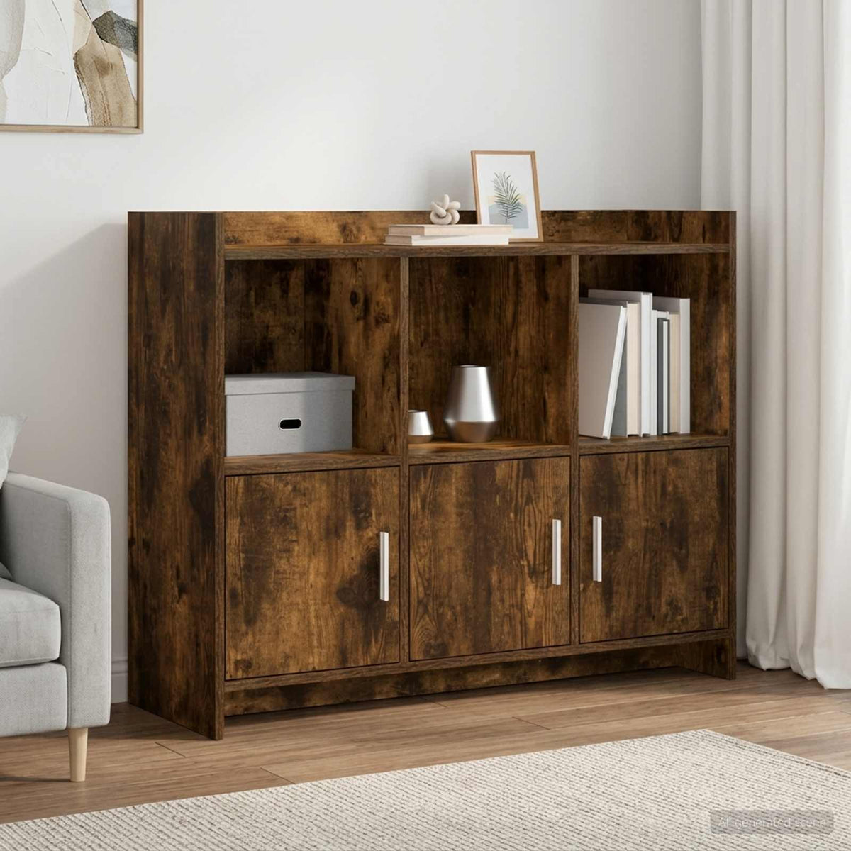 Sideboard Røget eg 98,5 x 33 x 80 cm Konstrueret træ