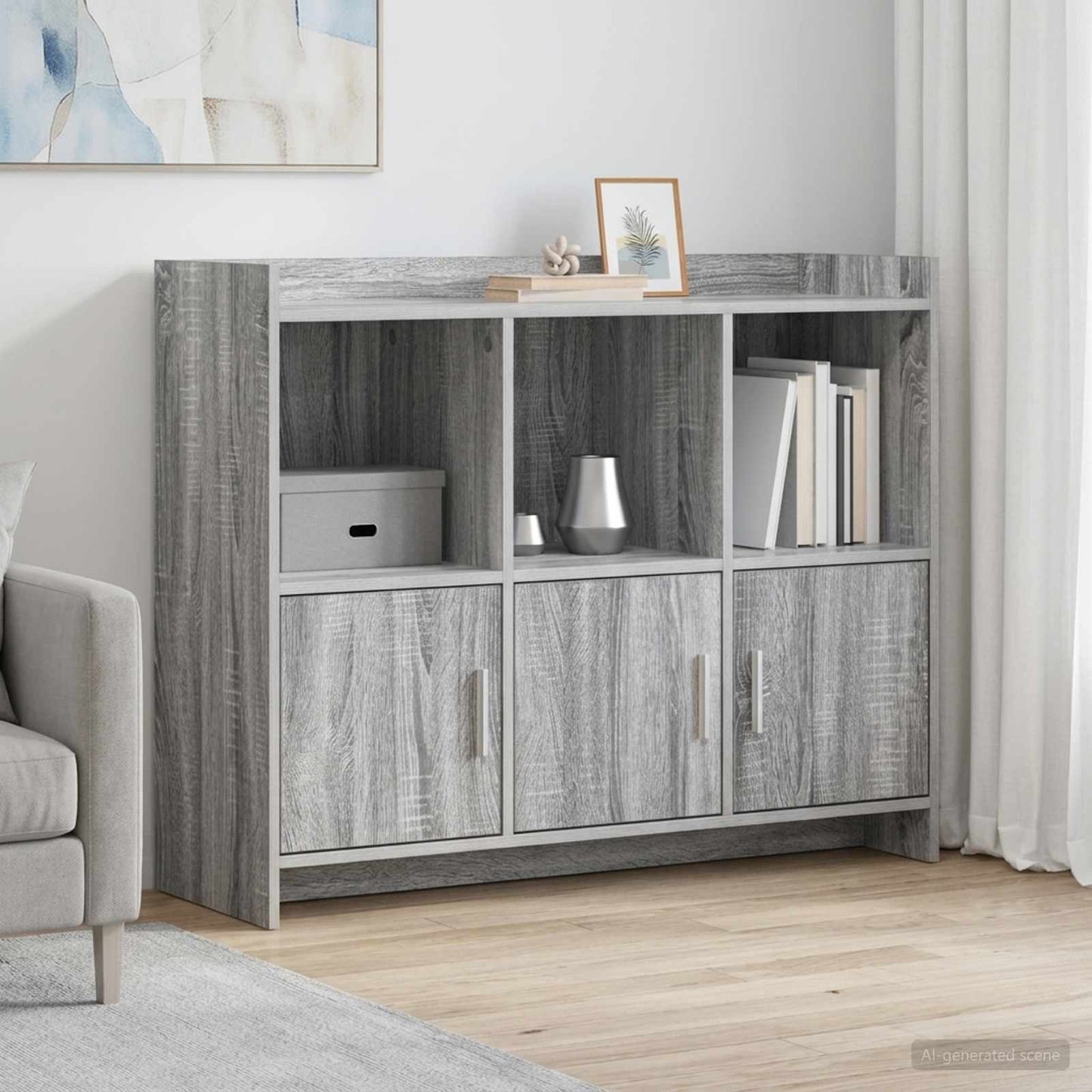 Sideboard Grå Sonoma 98,5 x 33 x 80 cm Konstrueret træ