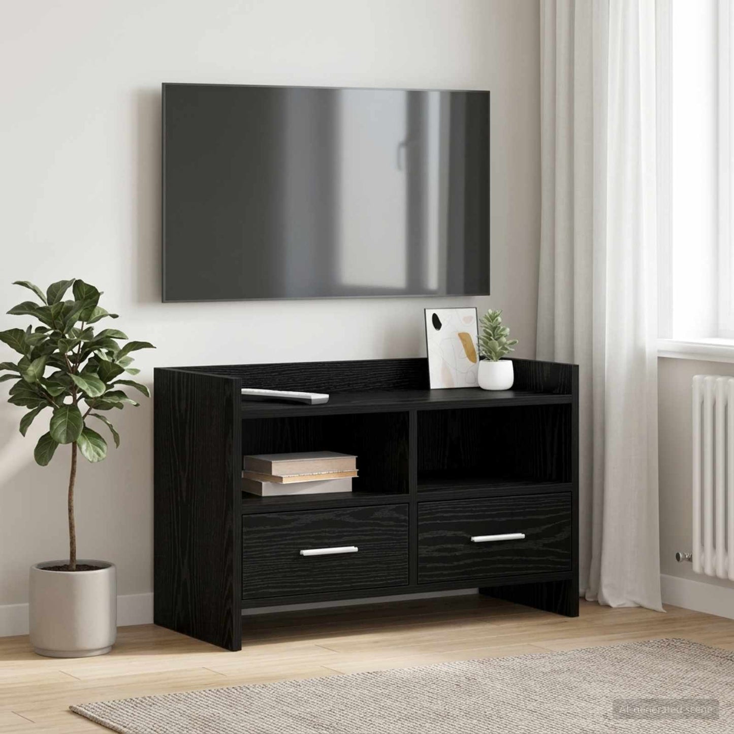 TV-skab 71,5 x 33 x 47 cm Sort eg Konstrueret træ