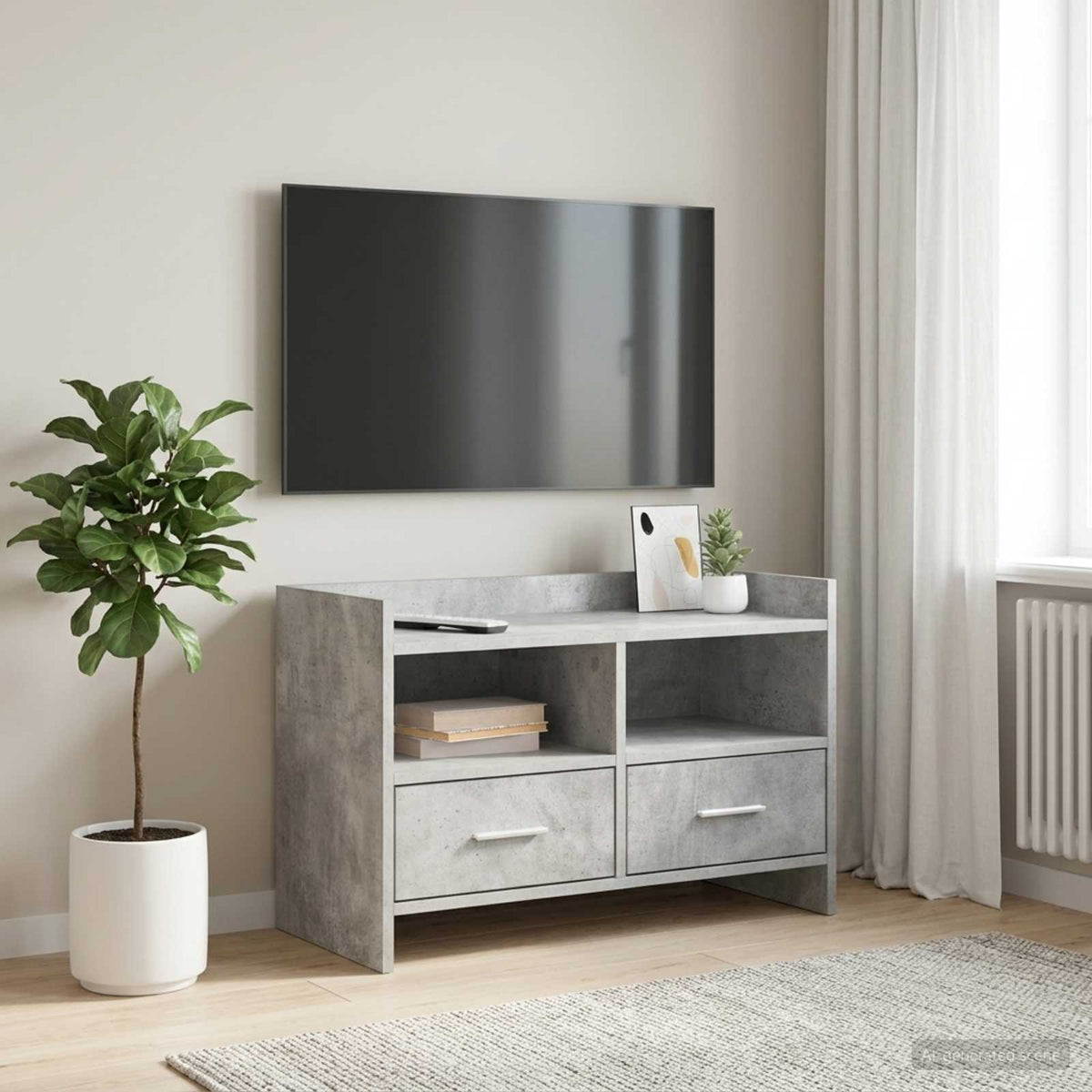 TV-skab 71,5 x 33 x 47 cm Betongrå Konstrueret træ