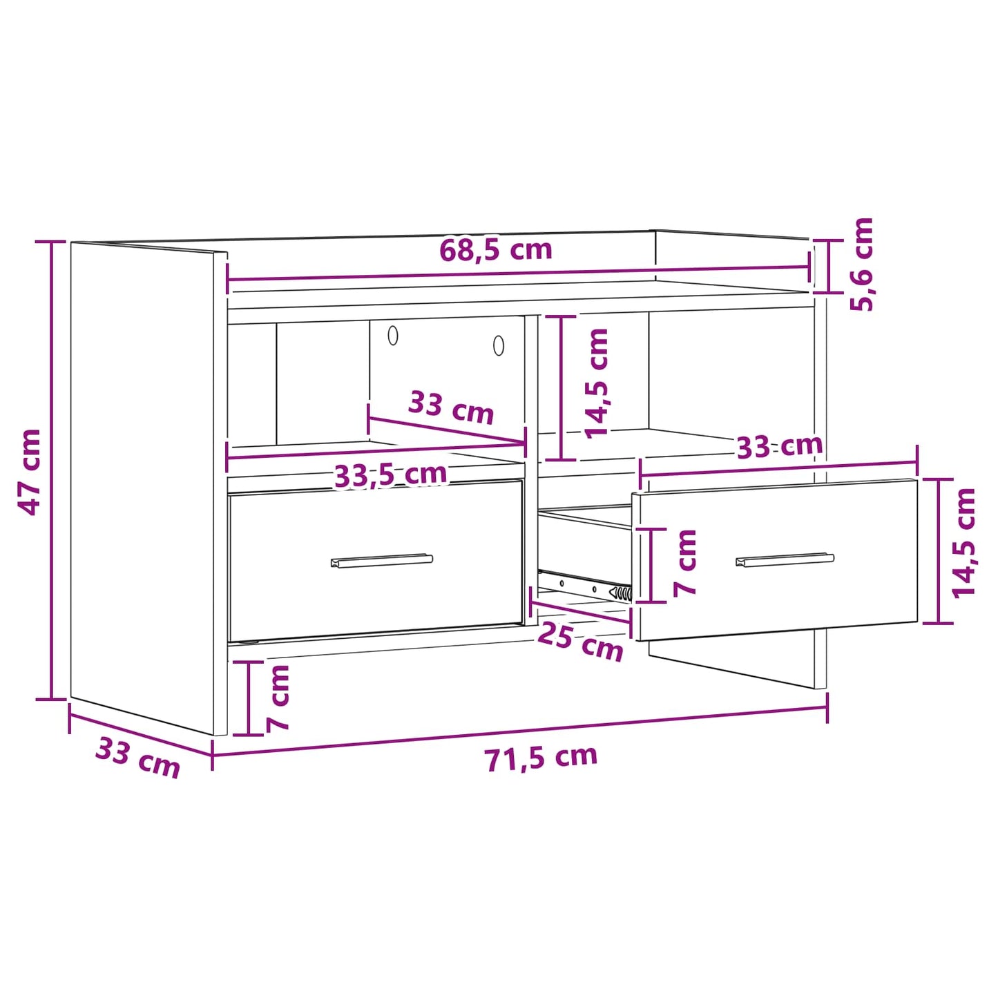 TV-skab 71,5 x 33 x 47 cm Gammelt træ Konstrueret træ