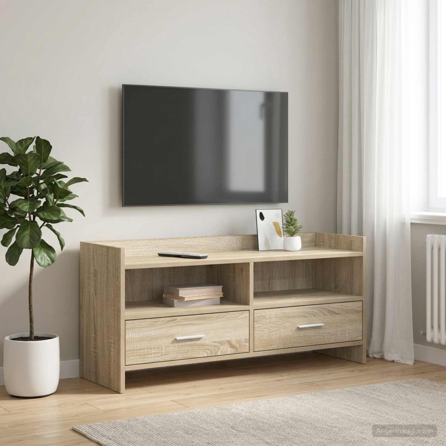 TV-skab 100 x 33 x 47 cm Sonoma-eg Konstrueret træ