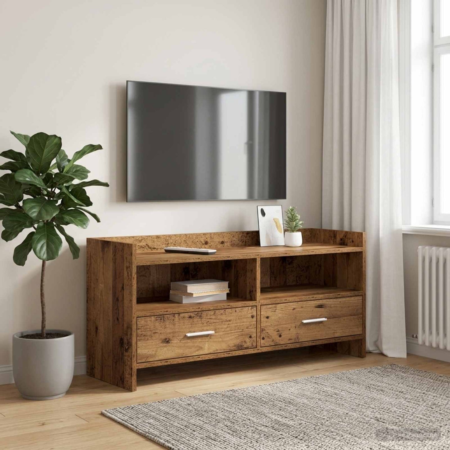TV-skab 100 x 33 x 47 cm Gammelt træ Konstrueret træ