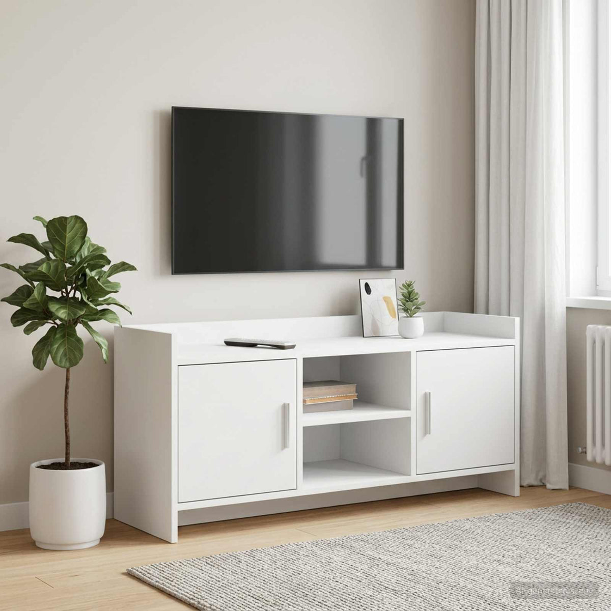 TV-skab 102 x 33 x 47 cm Hvid Konstrueret træ