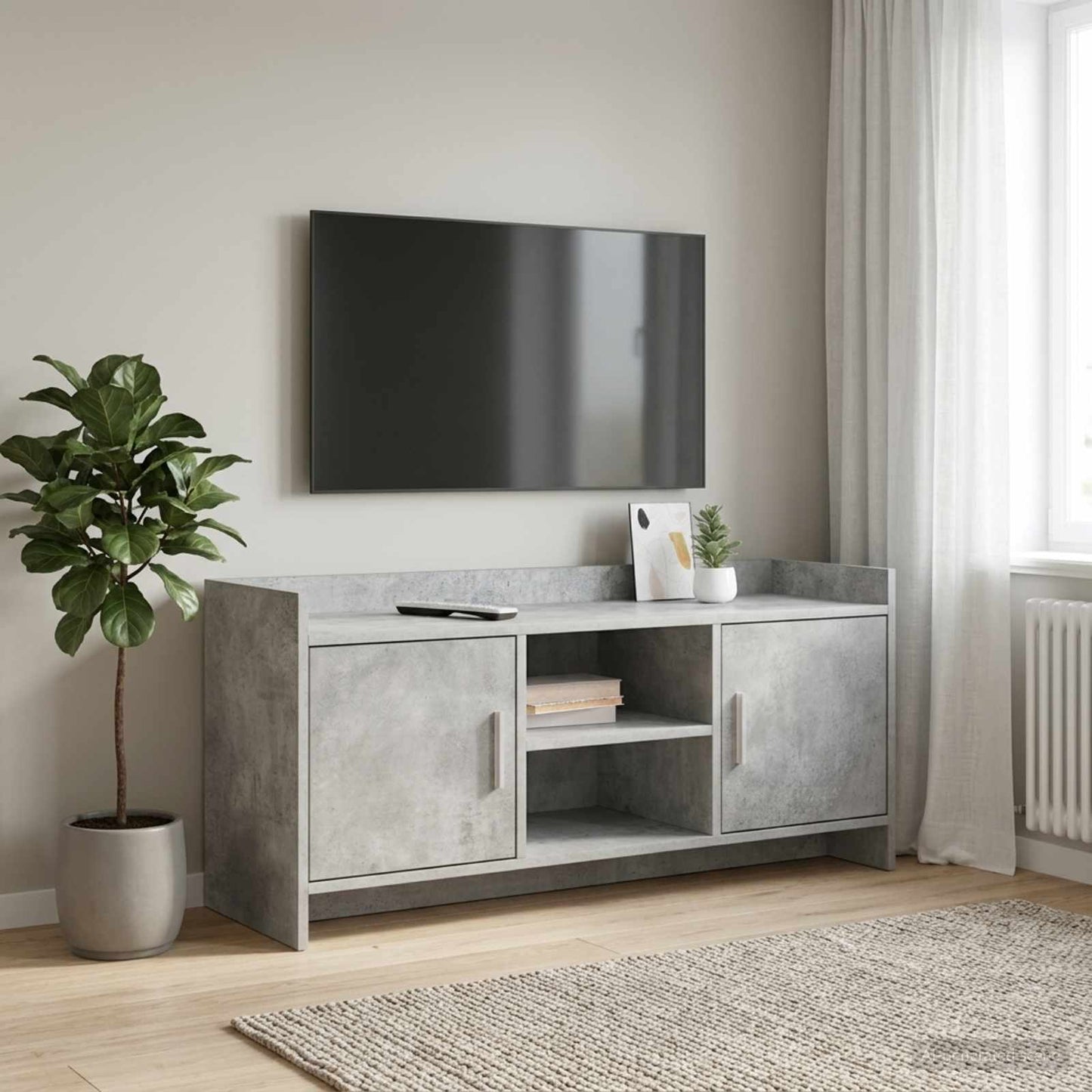 TV-skab 102 x 33 x 47 cm Betongrå Konstrueret træ