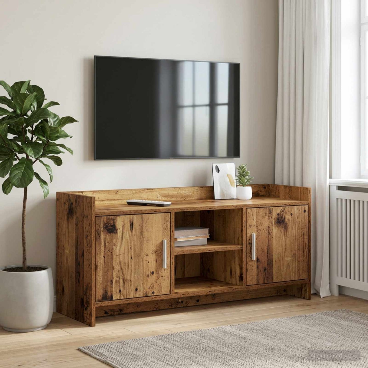 TV-skab 102 x 33 x 47 cm Gammelt træ Konstrueret træ