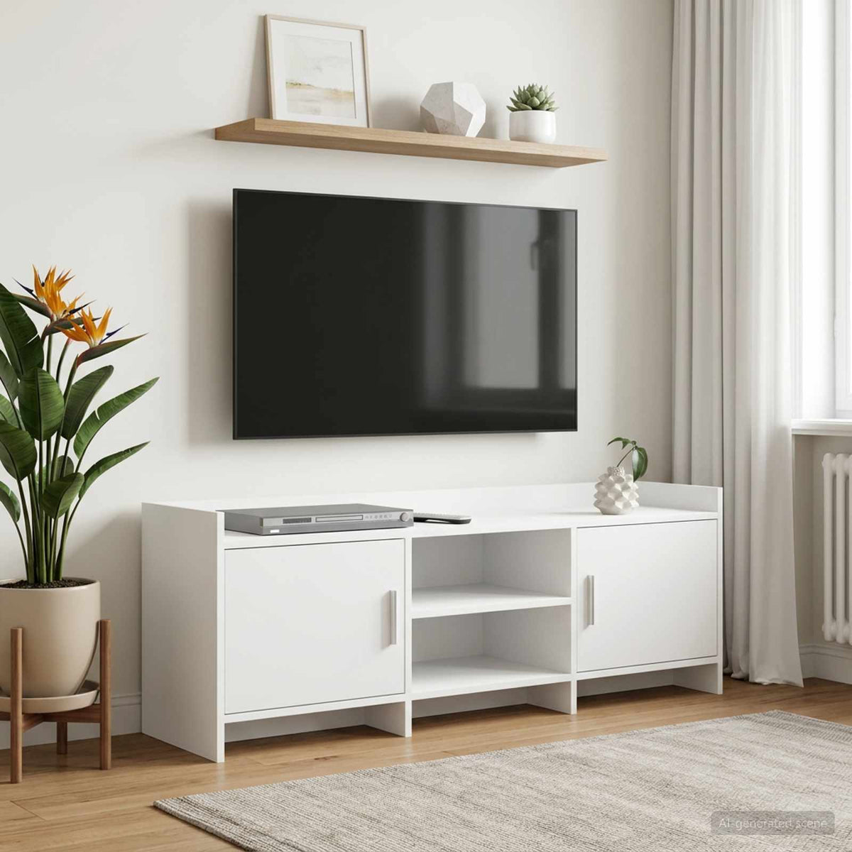 TV-skab 130 x 33 x 47 cm Hvid Konstrueret træ