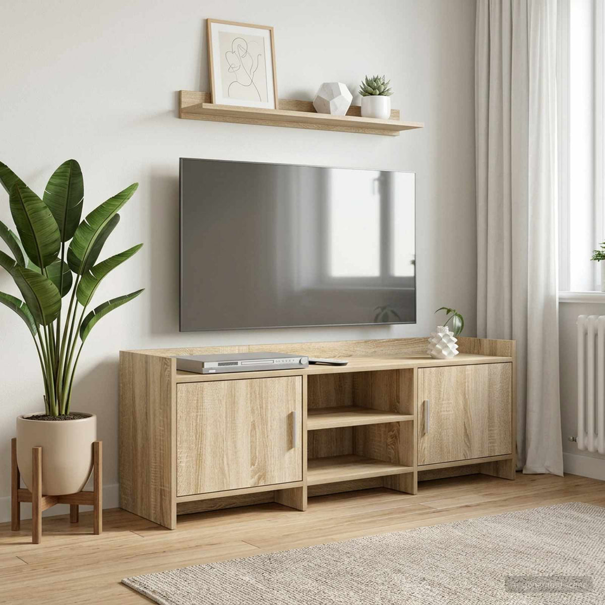 TV-skab 130 x 33 x 47 cm Sonoma-eg Konstrueret træ