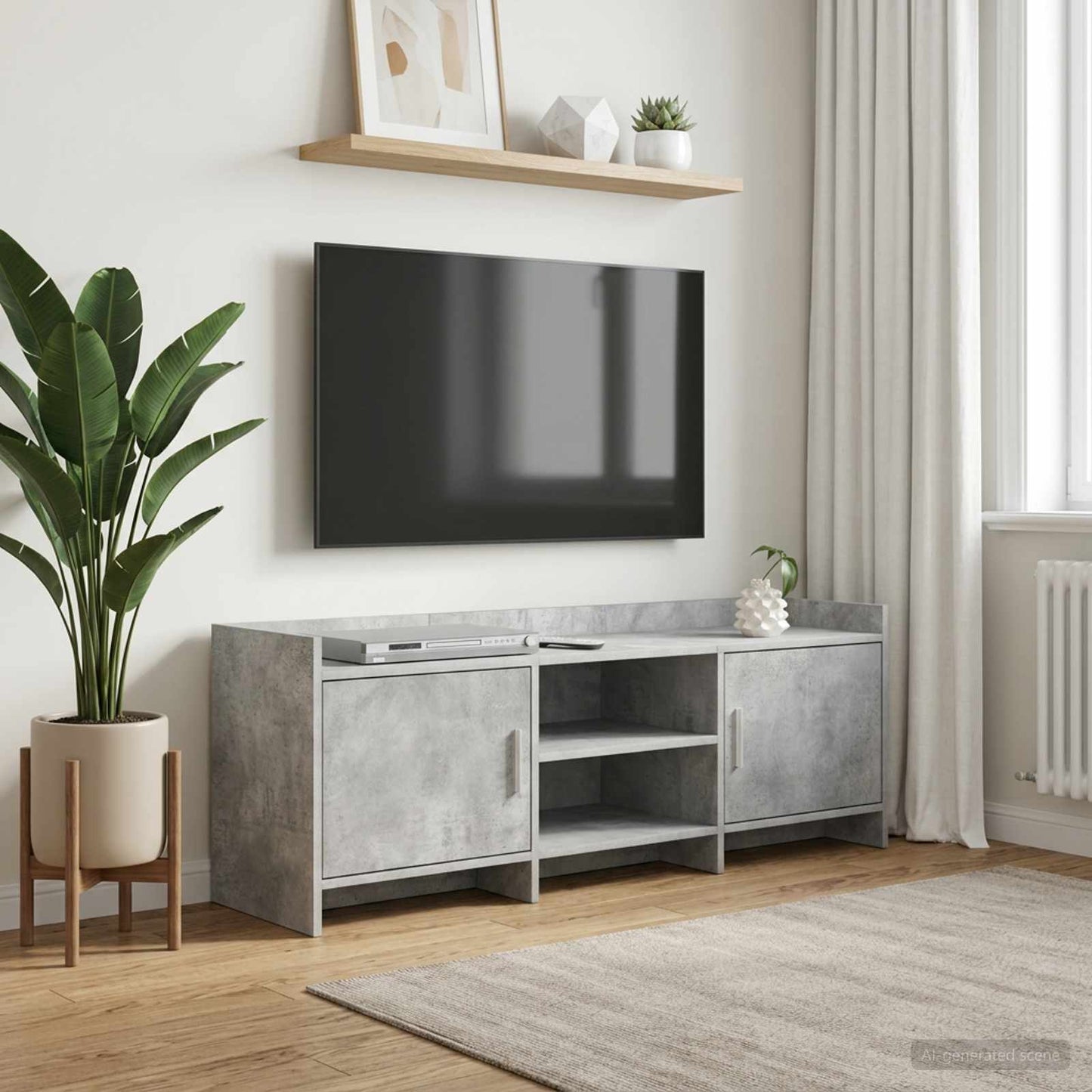 TV-skab 130 x 33 x 47 cm Betongrå Konstrueret træ