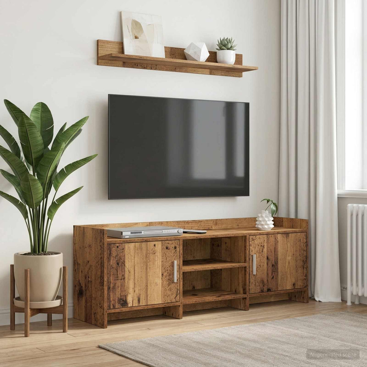TV-skab 130 x 33 x 47 cm Gammelt træ Konstrueret træ