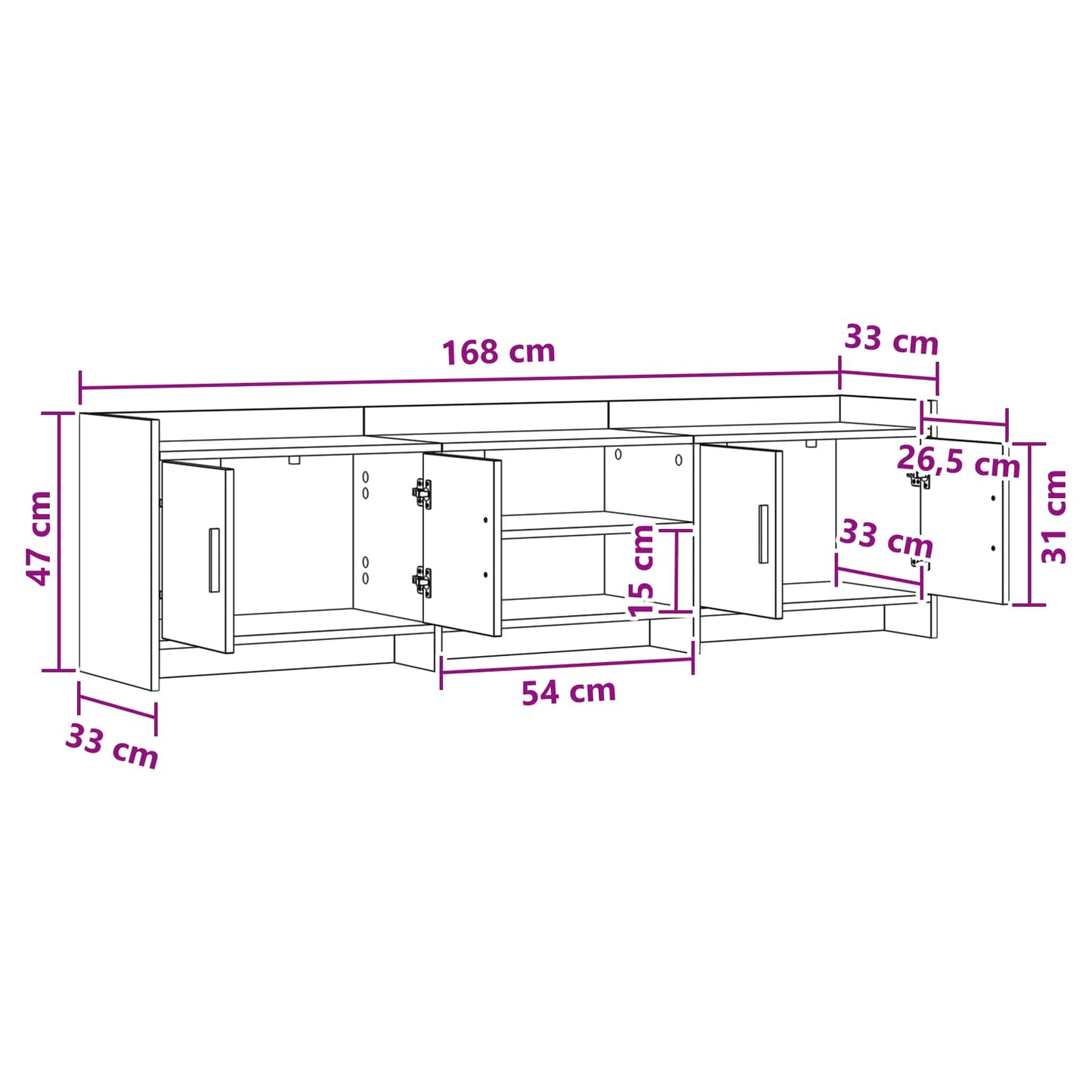 TV-skab 168 x 33 x 47 cm Røget eg Konstrueret træ