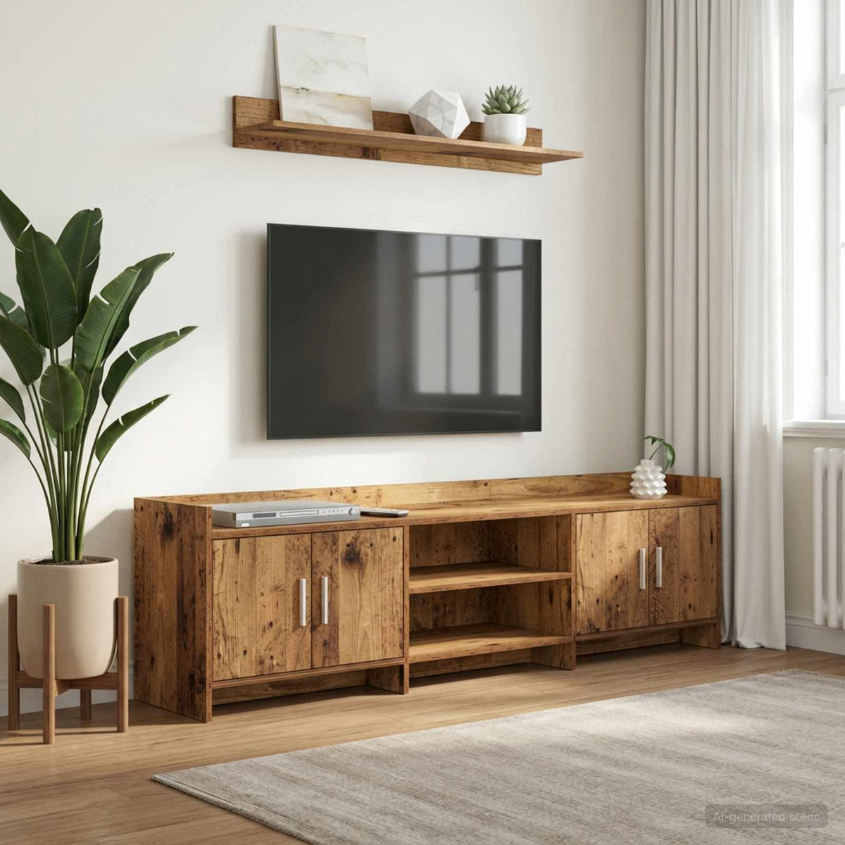 TV-skab 168 x 33 x 47 cm Gammelt træ Konstrueret træ