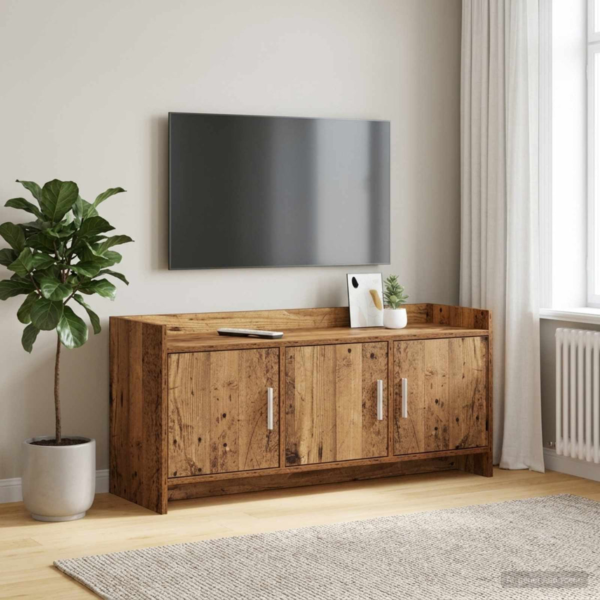 TV-skab 102 x 33 x 47 cm Gammelt træ Konstrueret træ