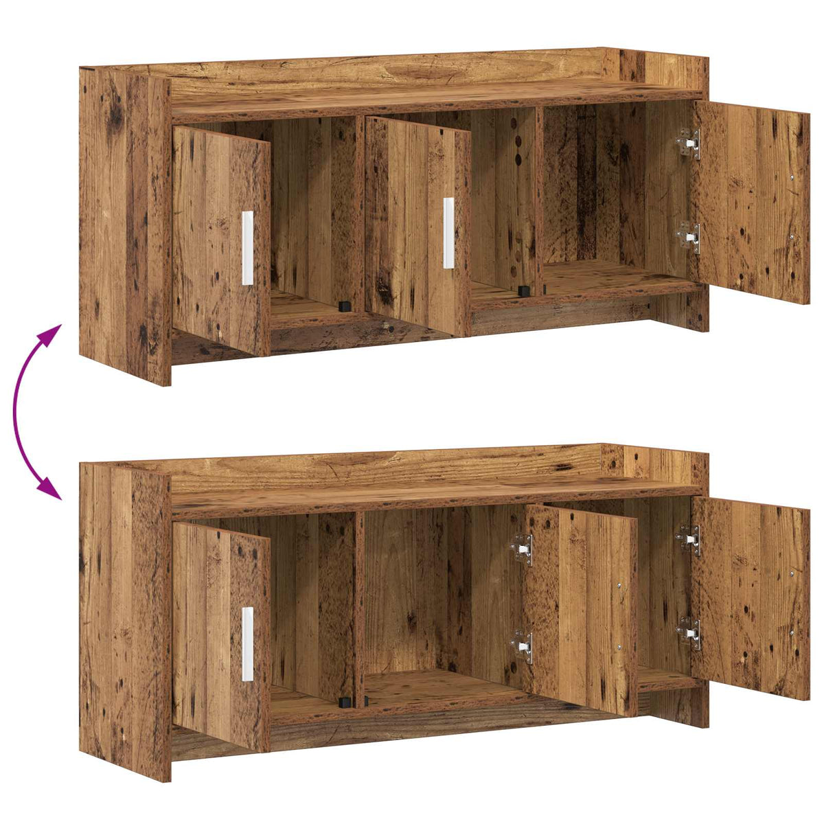 TV-skab 102 x 33 x 47 cm Gammelt træ Konstrueret træ