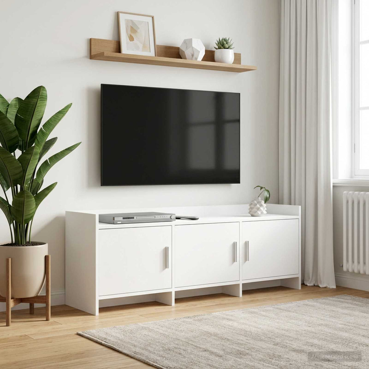 TV-skab 130 x 33 x 47 cm Hvid Konstrueret træ