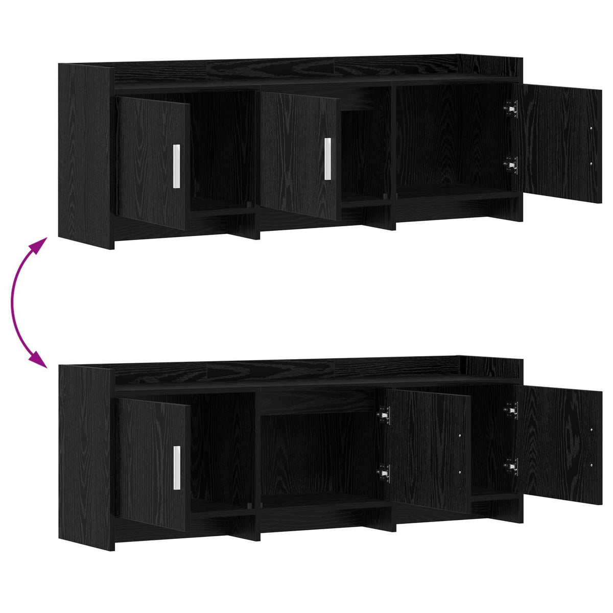 TV-skab 130 x 33 x 47 cm Sort eg Konstrueret træ