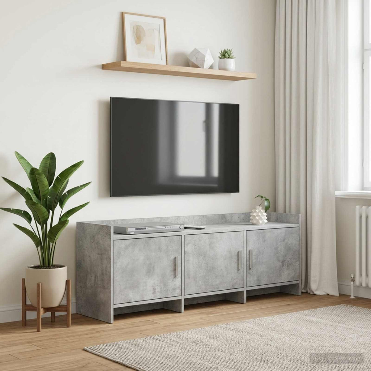 TV-skab 130 x 33 x 47 cm Betongrå Konstrueret træ