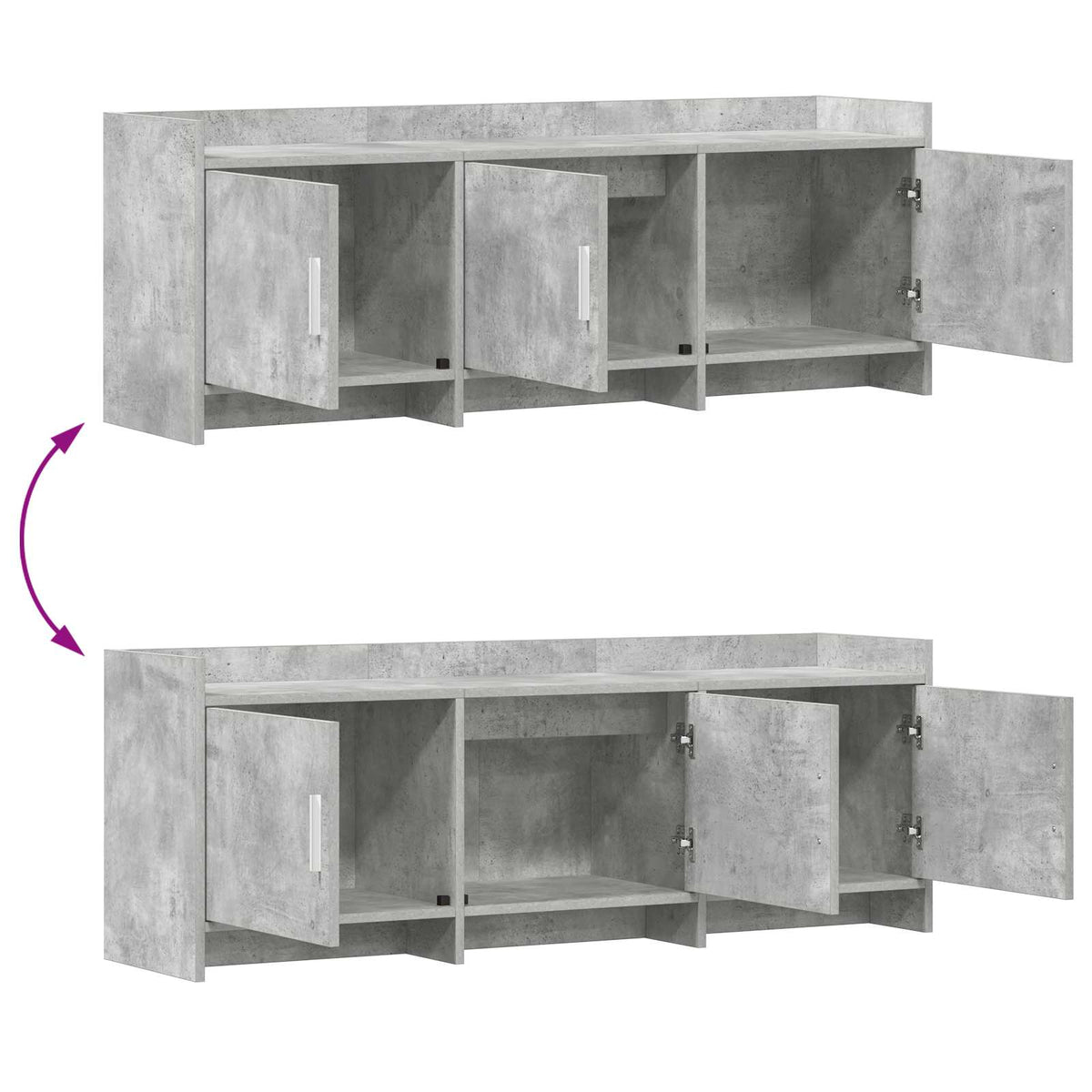 TV-skab 130 x 33 x 47 cm Betongrå Konstrueret træ