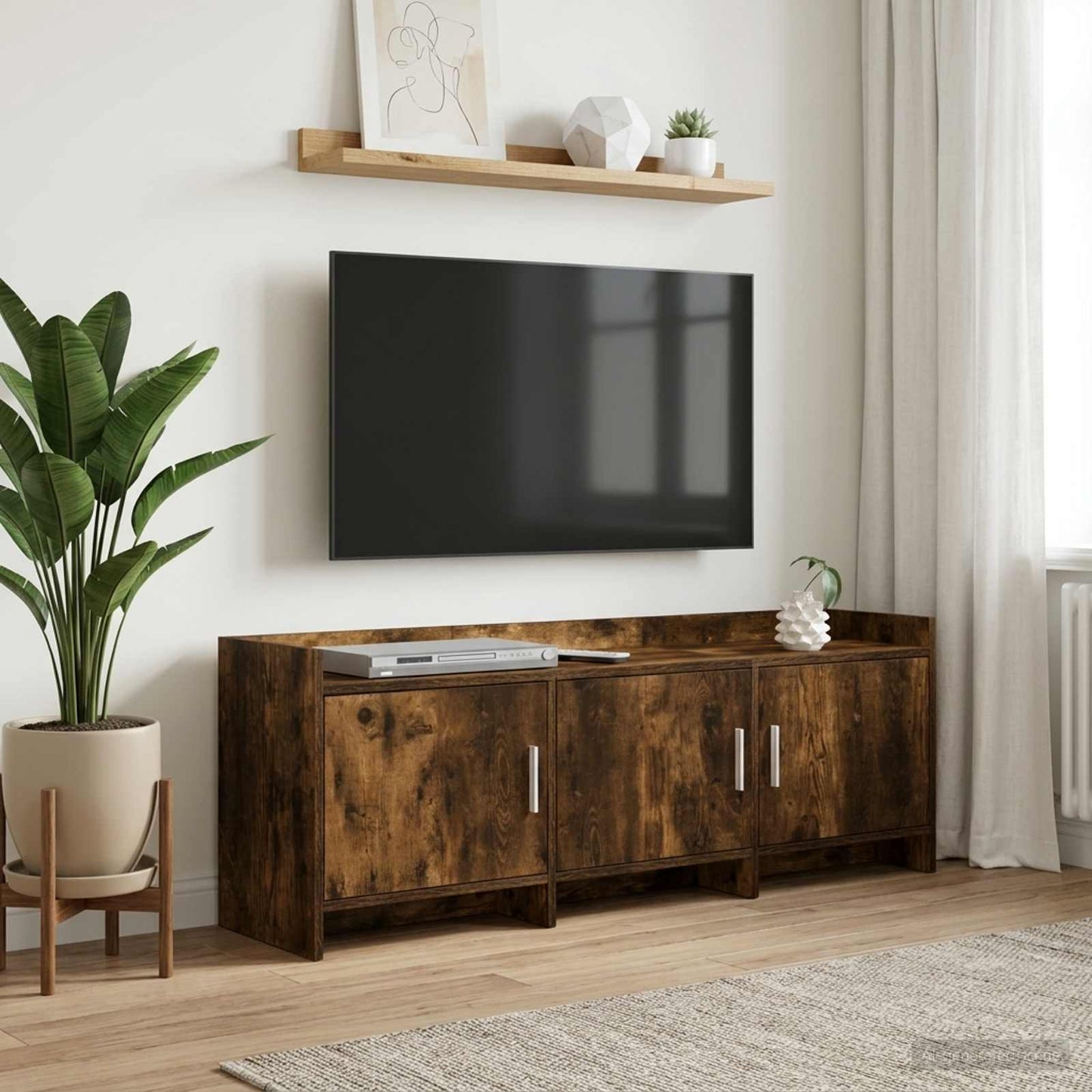 TV-skab 130 x 33 x 47 cm Røget eg Konstrueret træ