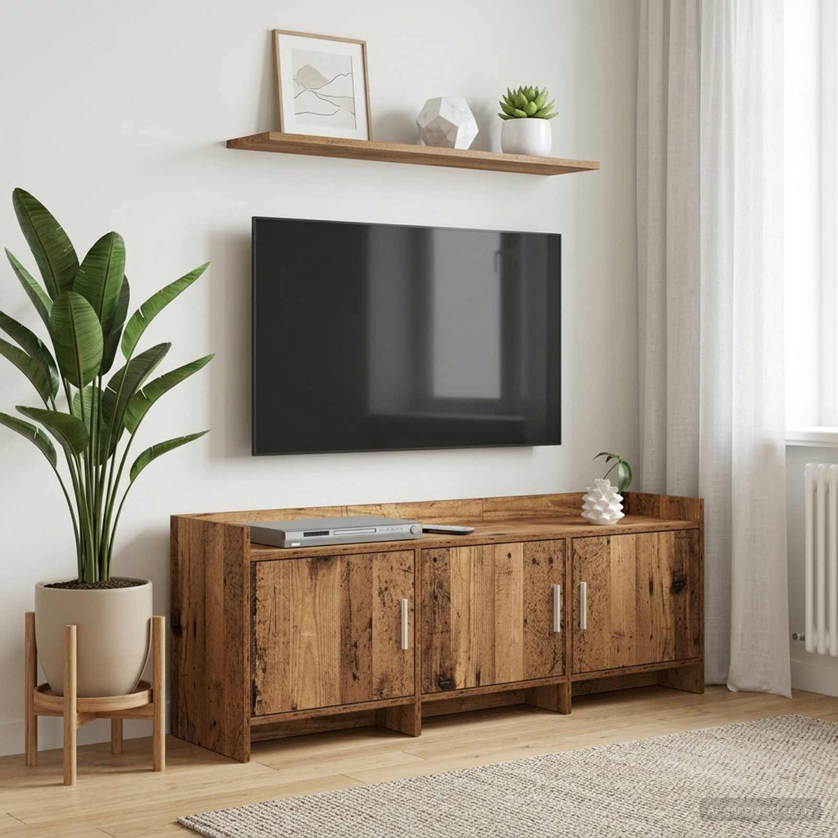 TV-skab 130 x 33 x 47 cm Gammelt træ Konstrueret træ