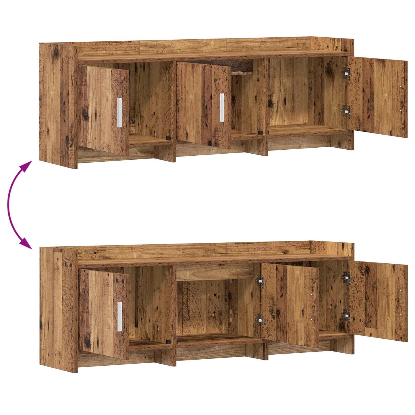 TV-skab 130 x 33 x 47 cm Gammelt træ Konstrueret træ