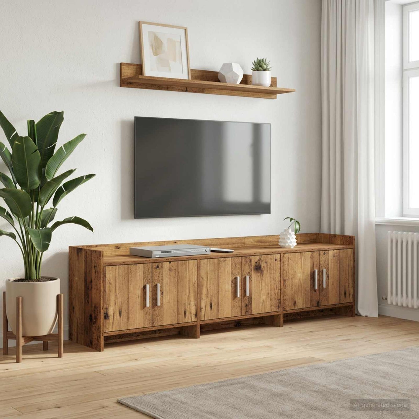 TV-skab 168 x 33 x 47 cm Gammelt træ Konstrueret træ