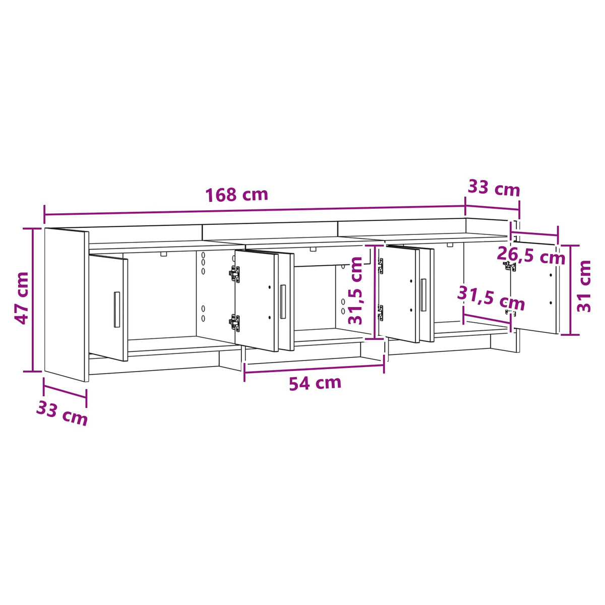 TV-skab 168 x 33 x 47 cm Gammelt træ Konstrueret træ