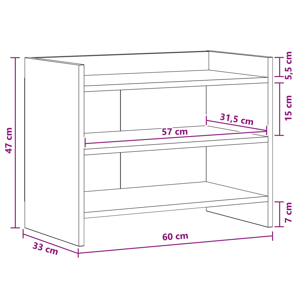 TV-skab 60 x 33 x 47 cm Hvid Konstrueret træ