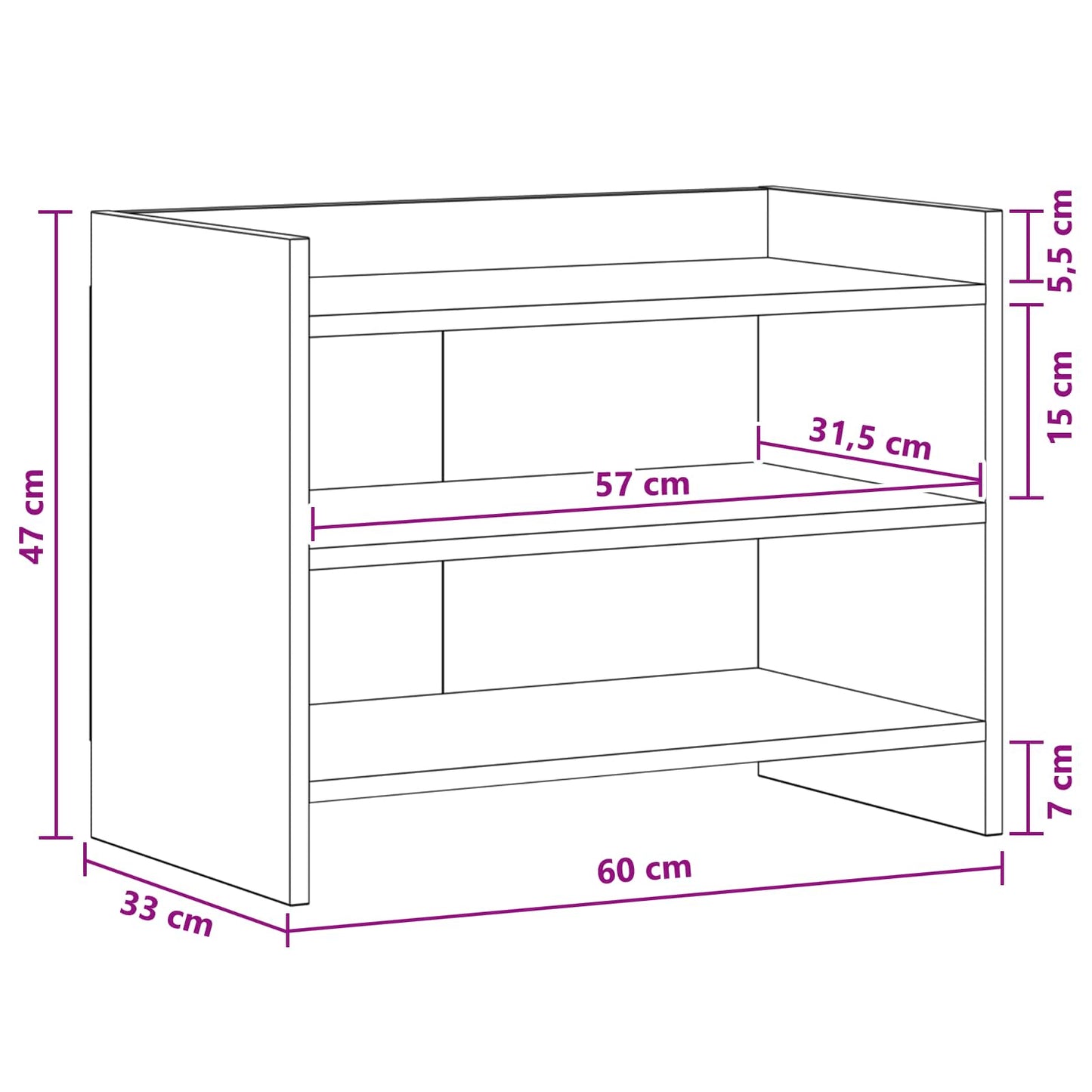 TV-skab 60 x 33 x 47 cm Grå Sonoma Konstrueret træ