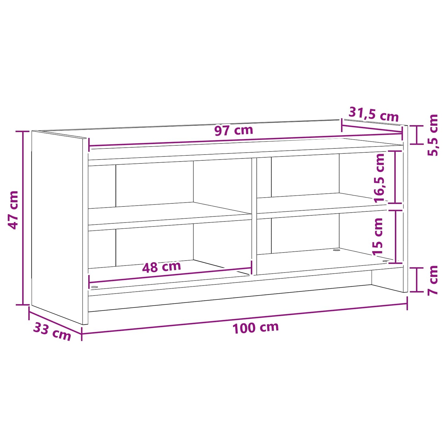 TV-skab 100 x 33 x 47 cm Røget eg Konstrueret træ