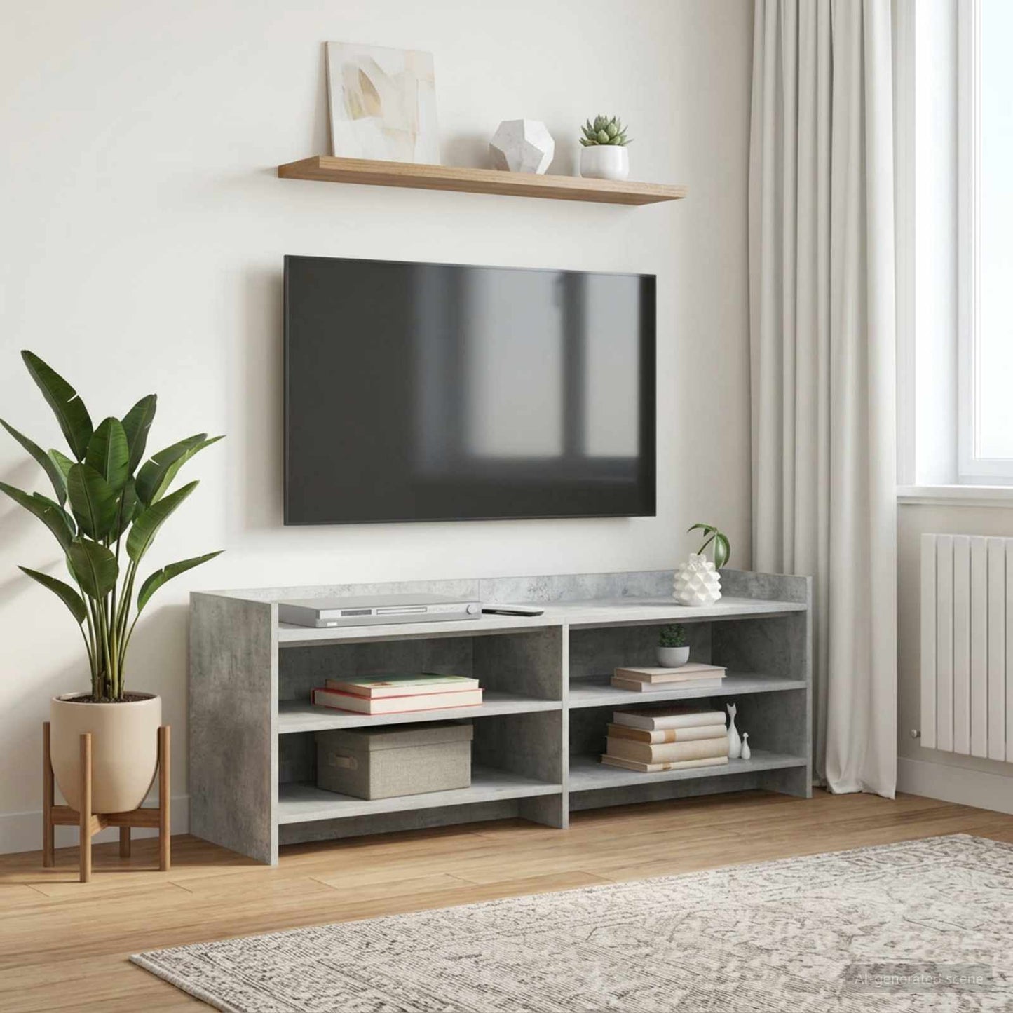 TV-skab 135 x 33 x 47 cm Betongrå Konstrueret træ