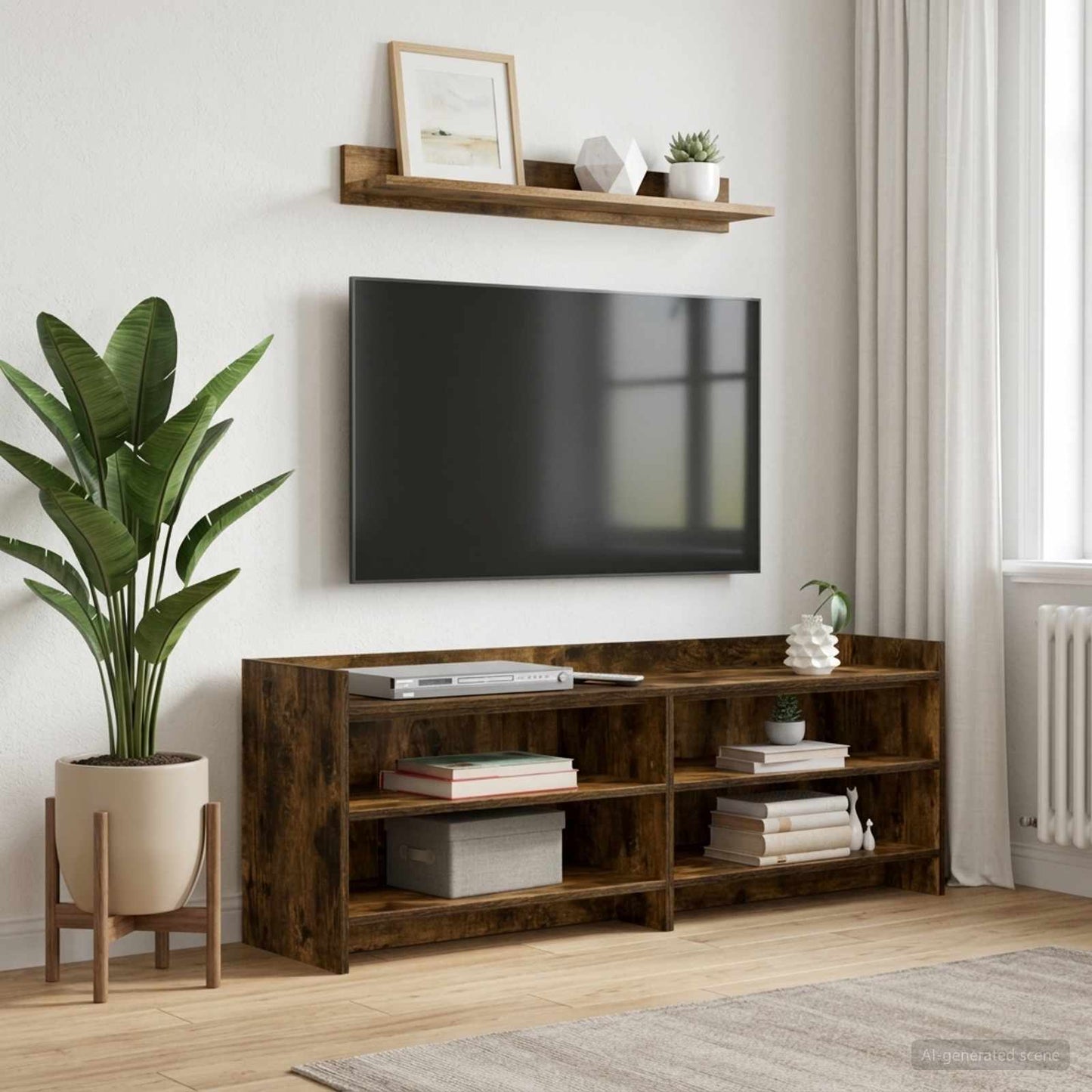 TV-skab 135 x 33 x 47 cm Røget eg Konstrueret træ