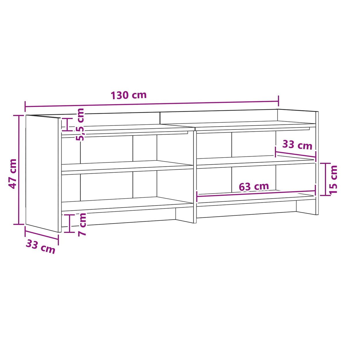 TV-skab 135 x 33 x 47 cm Røget eg Konstrueret træ
