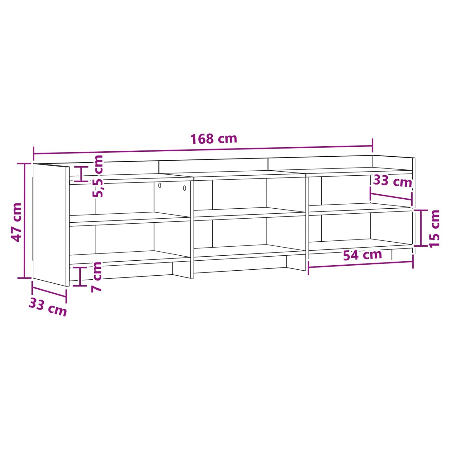 TV-skab 168 x 33 x 47 cm Sort eg Konstrueret træ